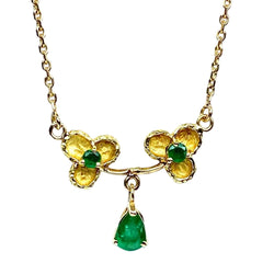 Collier pendentif en or jaune 18 carats et émeraudes - Castafiore