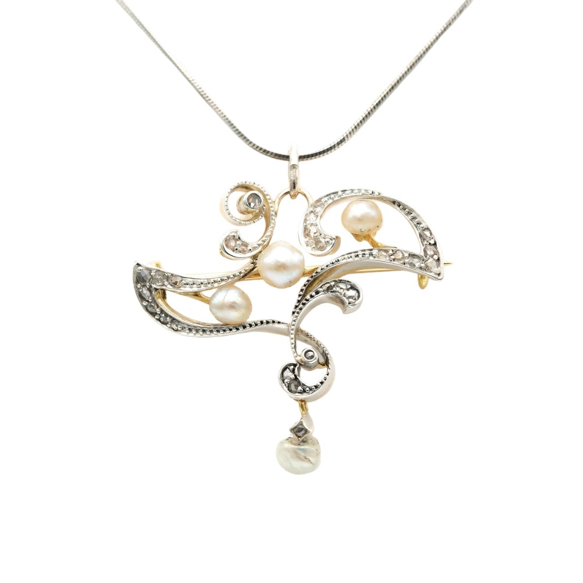 Collier Pendentif en or jaune, argent et diamants - Castafiore