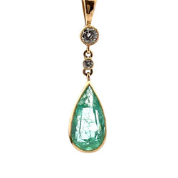 Collier Pendentif en or jaune, émeraude et diamants - Castafiore