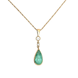 Collier Pendentif en or jaune, émeraude et diamants - Castafiore