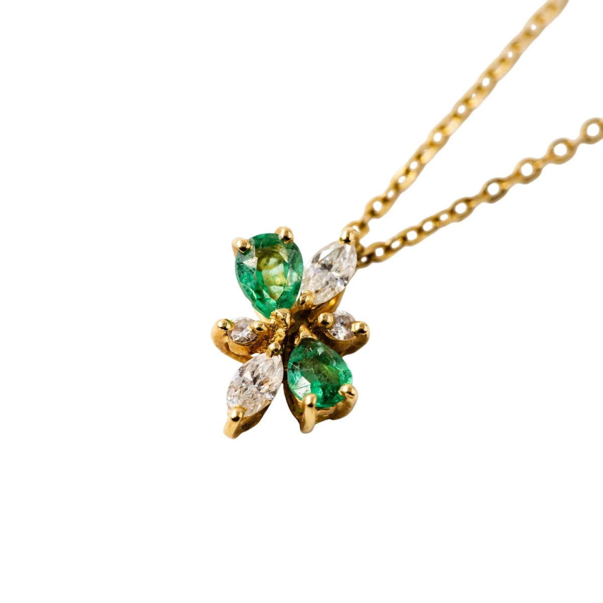 Collier Pendentif en or jaune, émeraudes et diamants - Castafiore