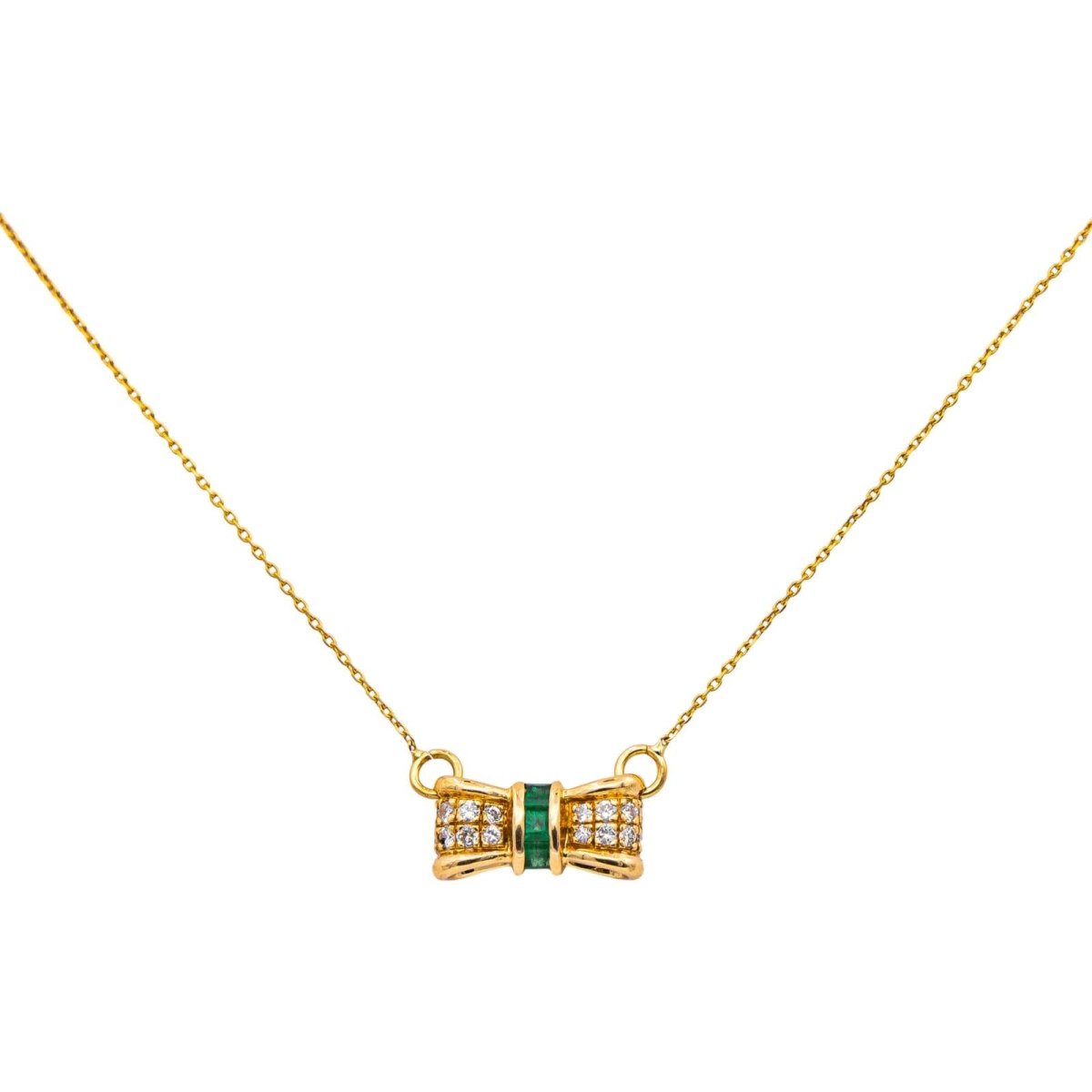 Collier Pendentif en or jaune, émeraudes et diamants - Castafiore