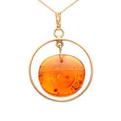 Collier Pendentif en or jaune et ambre - Castafiore