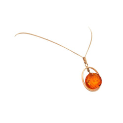 Collier Pendentif en or jaune et ambre - Castafiore