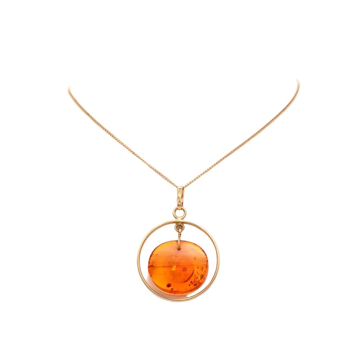 Collier Pendentif en or jaune et ambre - Castafiore