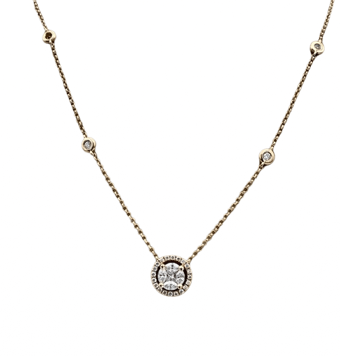 Collier Pendentif en or jaune et diamants - Castafiore