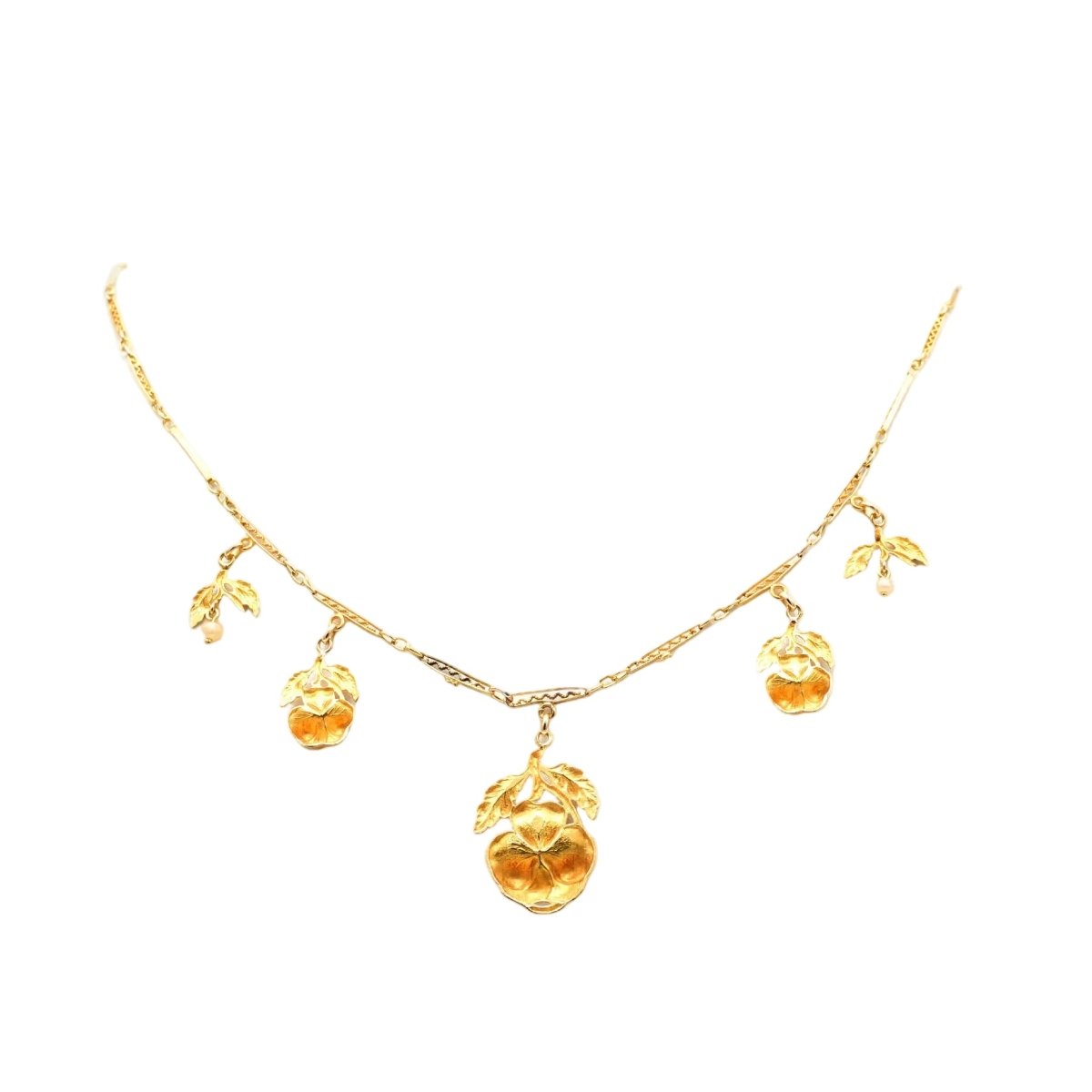 Collier Pendentif en or jaune et perles - Castafiore