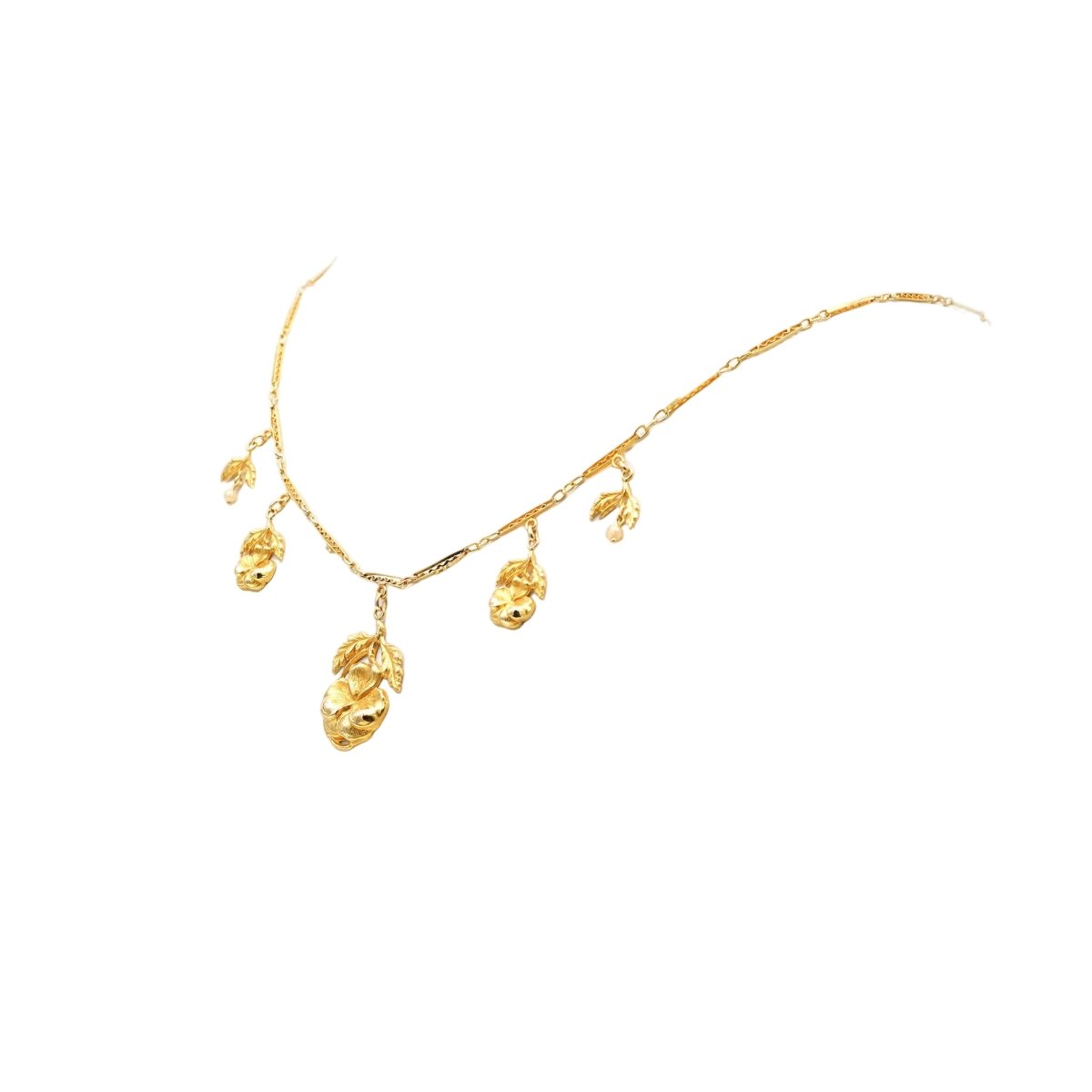 Collier Pendentif en or jaune et perles - Castafiore