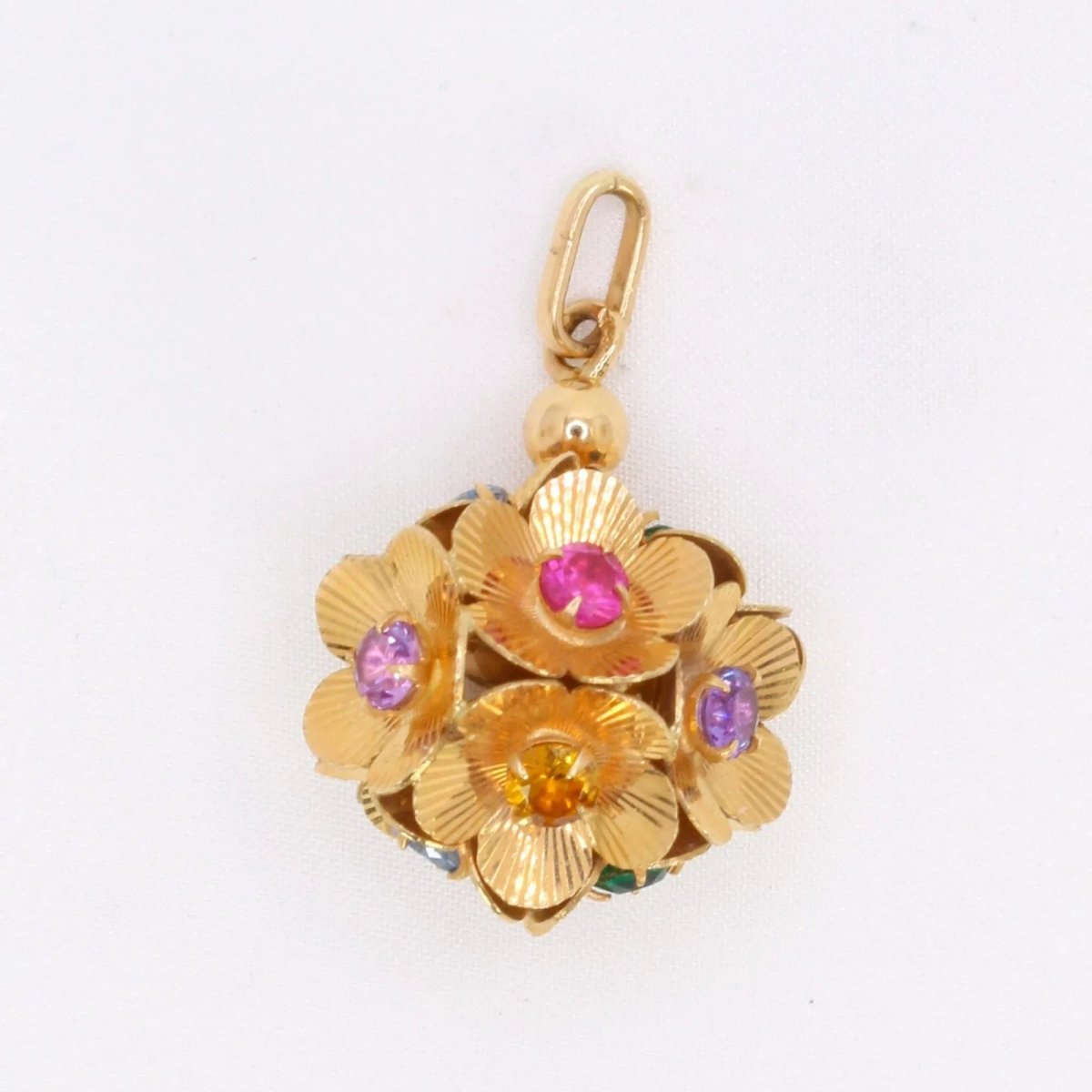 Collier Pendentif en or jaune et pierres de couleur - Castafiore