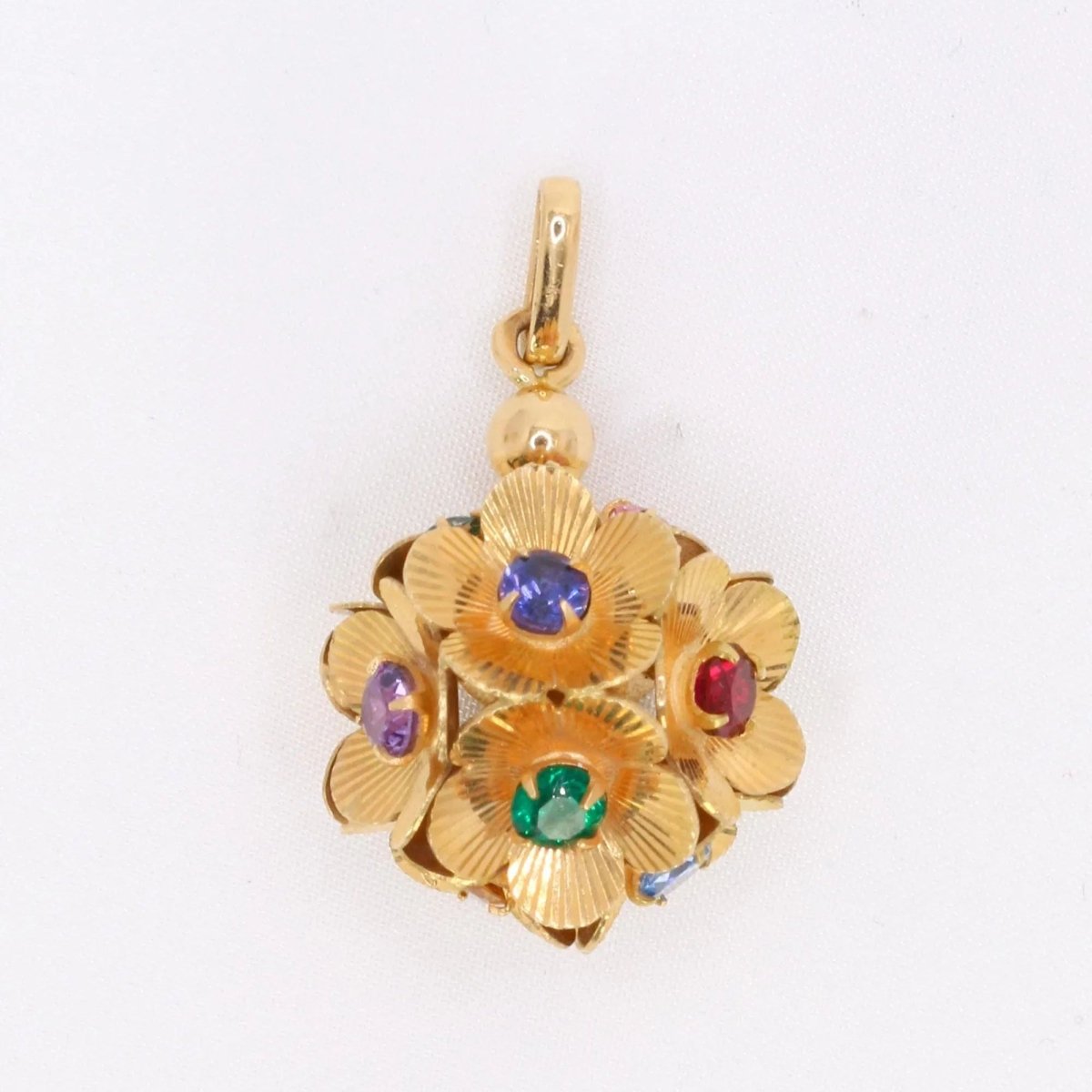 Collier Pendentif en or jaune et pierres de couleur - Castafiore