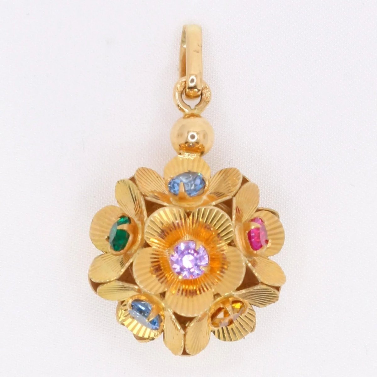 Collier Pendentif en or jaune et pierres de couleur - Castafiore