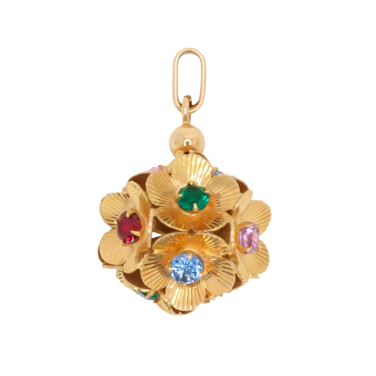 Collier Pendentif en or jaune et pierres de couleur - Castafiore