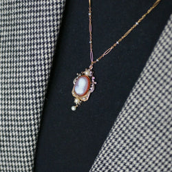 Collier Pendentif en or jaune, or rose, perles et diamants - Castafiore