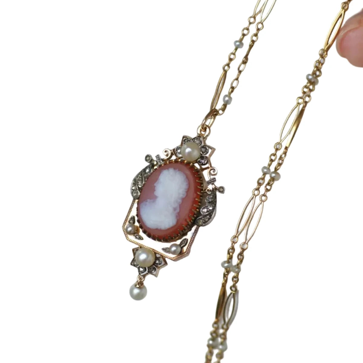 Collier Pendentif en or jaune, or rose, perles et diamants - Castafiore