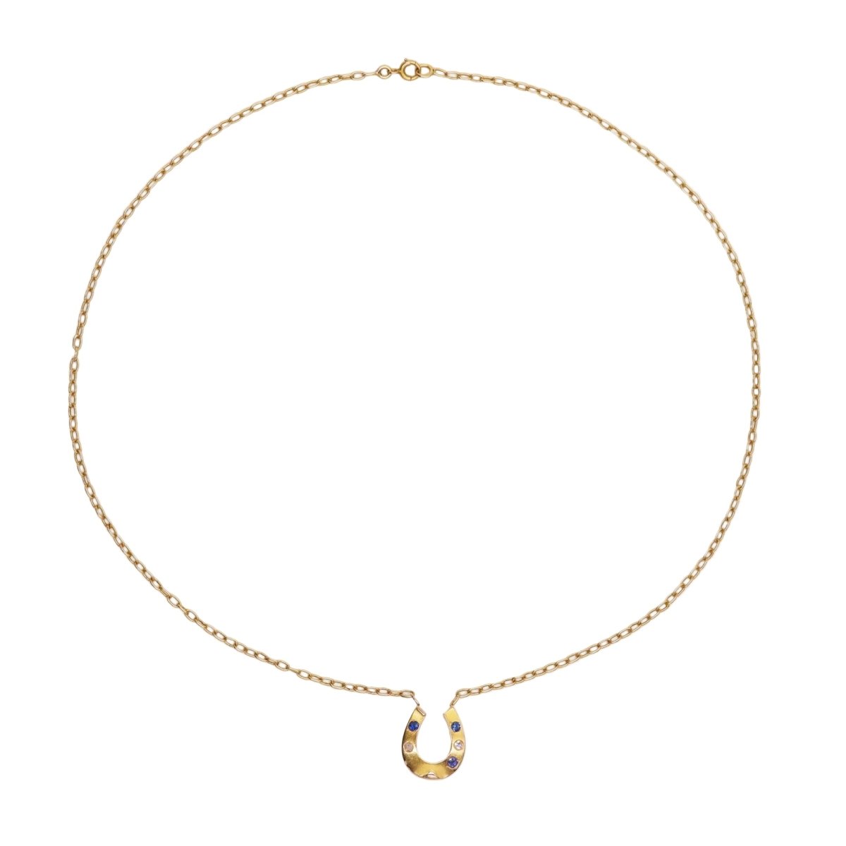 Collier Pendentif en or jaune, saphirs et diamants - Castafiore