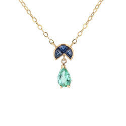 Collier Pendentif en or jaune, saphirs et tourmaline - Castafiore