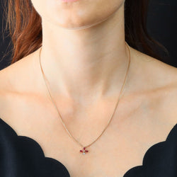 Collier Pendentif en or rose, perle, rubis et diamant - Castafiore