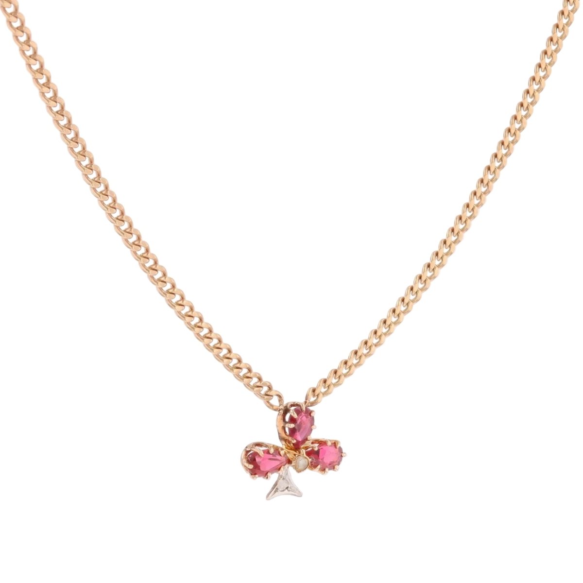 Collier Pendentif en or rose, perle, rubis et diamant - Castafiore