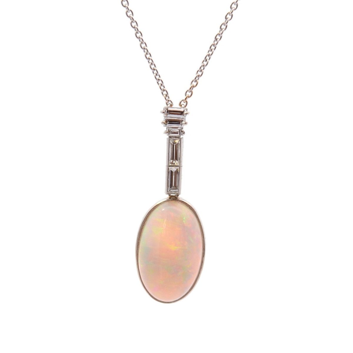Collier Pendentif en platine, opale et diamants - Castafiore