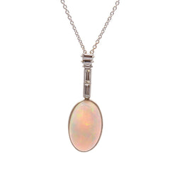 Collier Pendentif en platine, opale et diamants - Castafiore
