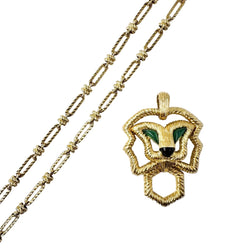 Collier Pendentif FRED en or jaune, chrysoprases et onyx - Castafiore