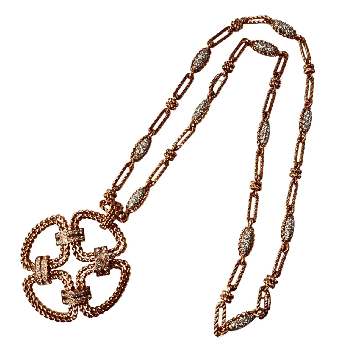 Collier Pendentif FRED en or jaune et diamants - Castafiore
