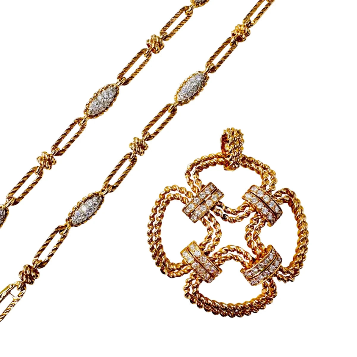 Collier Pendentif FRED en or jaune et diamants - Castafiore