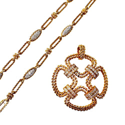 Collier Pendentif FRED en or jaune et diamants - Castafiore