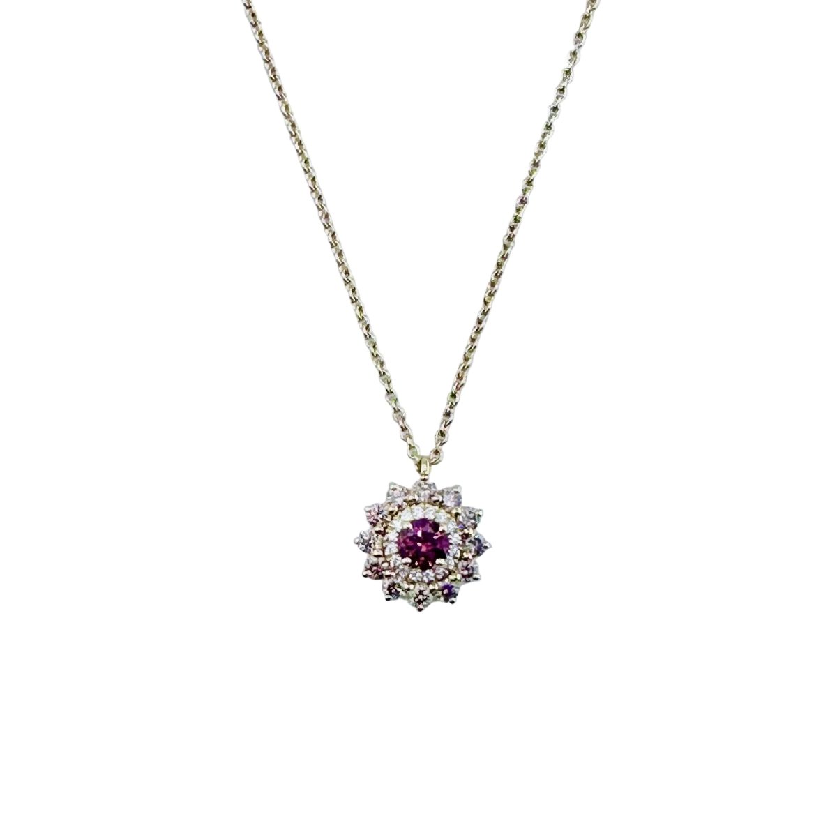 Collier Pendentif GEMMYO "Lefkos Camaïeux" en or jaune, tourmaline et diamants - Castafiore