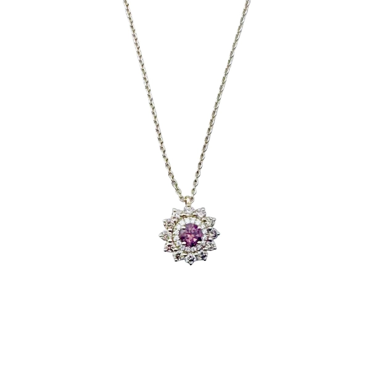 Collier Pendentif GEMMYO "Lefkos Camaïeux" en or jaune, tourmaline et diamants - Castafiore