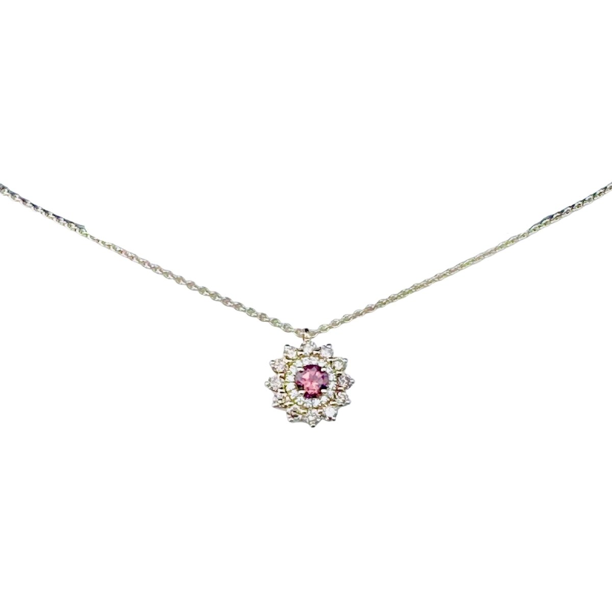 Collier Pendentif GEMMYO "Lefkos Camaïeux" en or jaune, tourmaline et diamants - Castafiore
