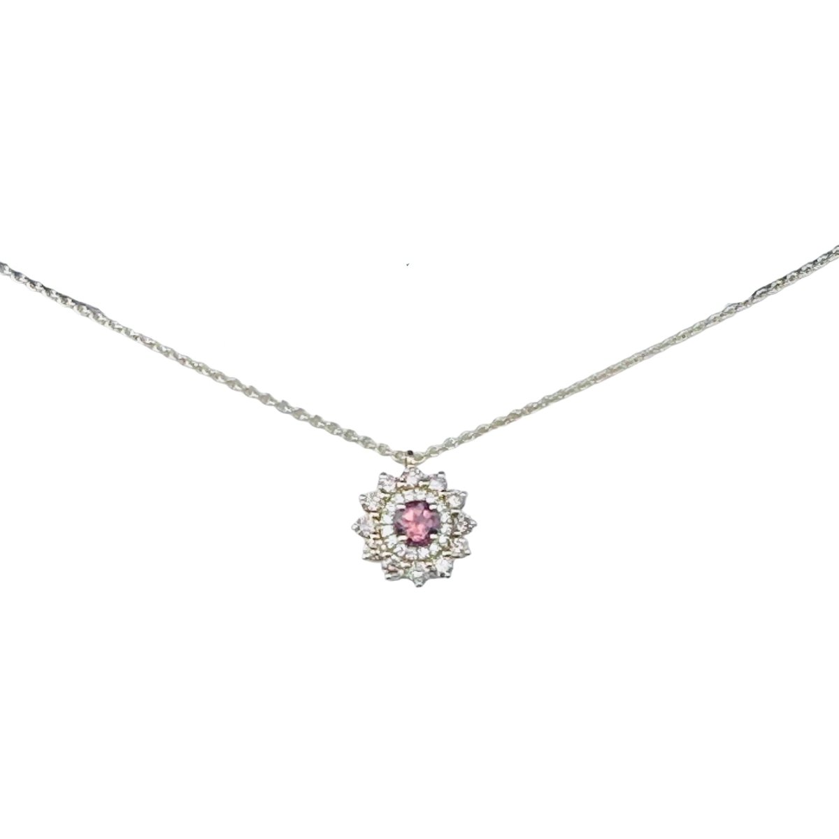 Collier Pendentif GEMMYO "Lefkos Camaïeux" en or jaune, tourmaline et diamants - Castafiore