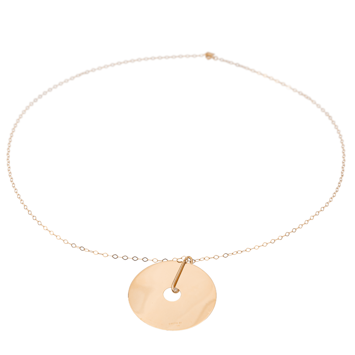 Collier Pendentif GINETTE NY "Jumbo donut on chain" en or rose - Castafiore