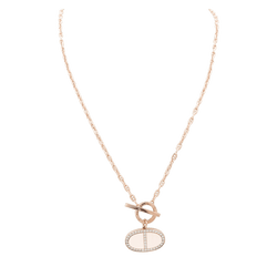 Collier Pendentif HERMÈS "Chaîne d'ancre contour" en or rose et diamants - Castafiore