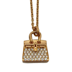Collier Pendentif HERMÈS "Sac Birkin" en or rose et diamants - Castafiore
