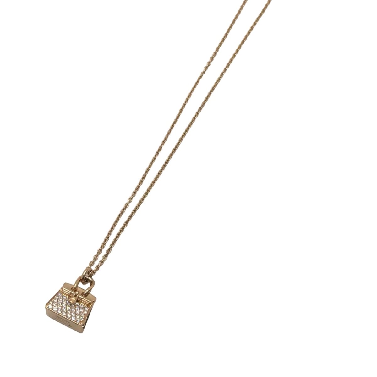 Collier Pendentif HERMÈS "Sac Birkin" en or rose et diamants - Castafiore