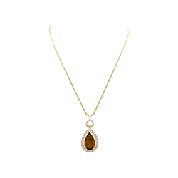 Collier Pendentif H.STERN en or jaune, citrine et diamants - Castafiore