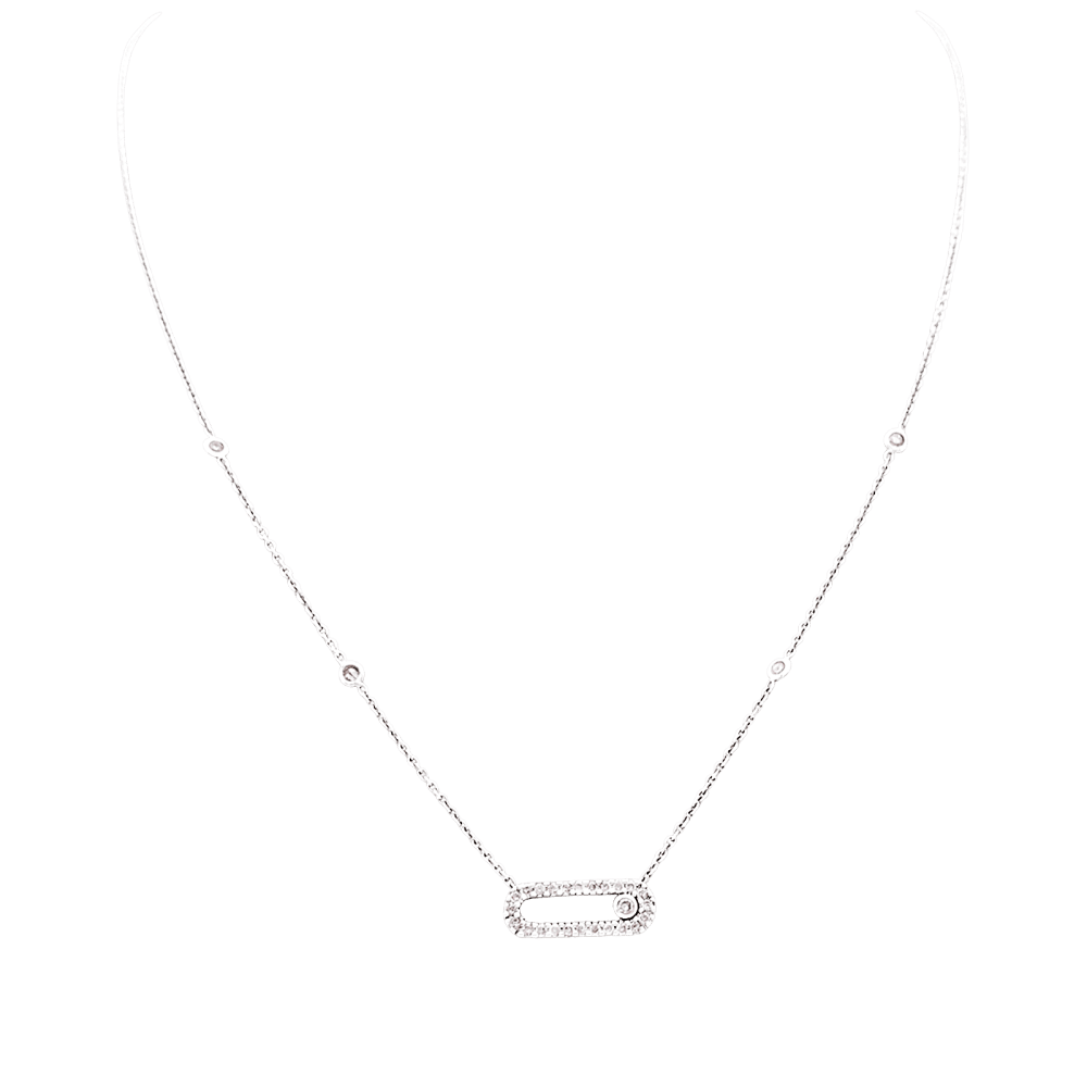Collier Pendentif MESSIKA "Move Uno Pavé" en or blanc et diamants - Castafiore
