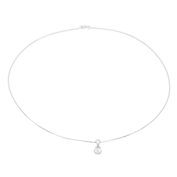 Collier Pendentif Or blanc Aigue Marine - Castafiore