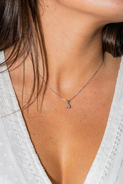 Collier Pendentif Or blanc Aigue Marine - Castafiore
