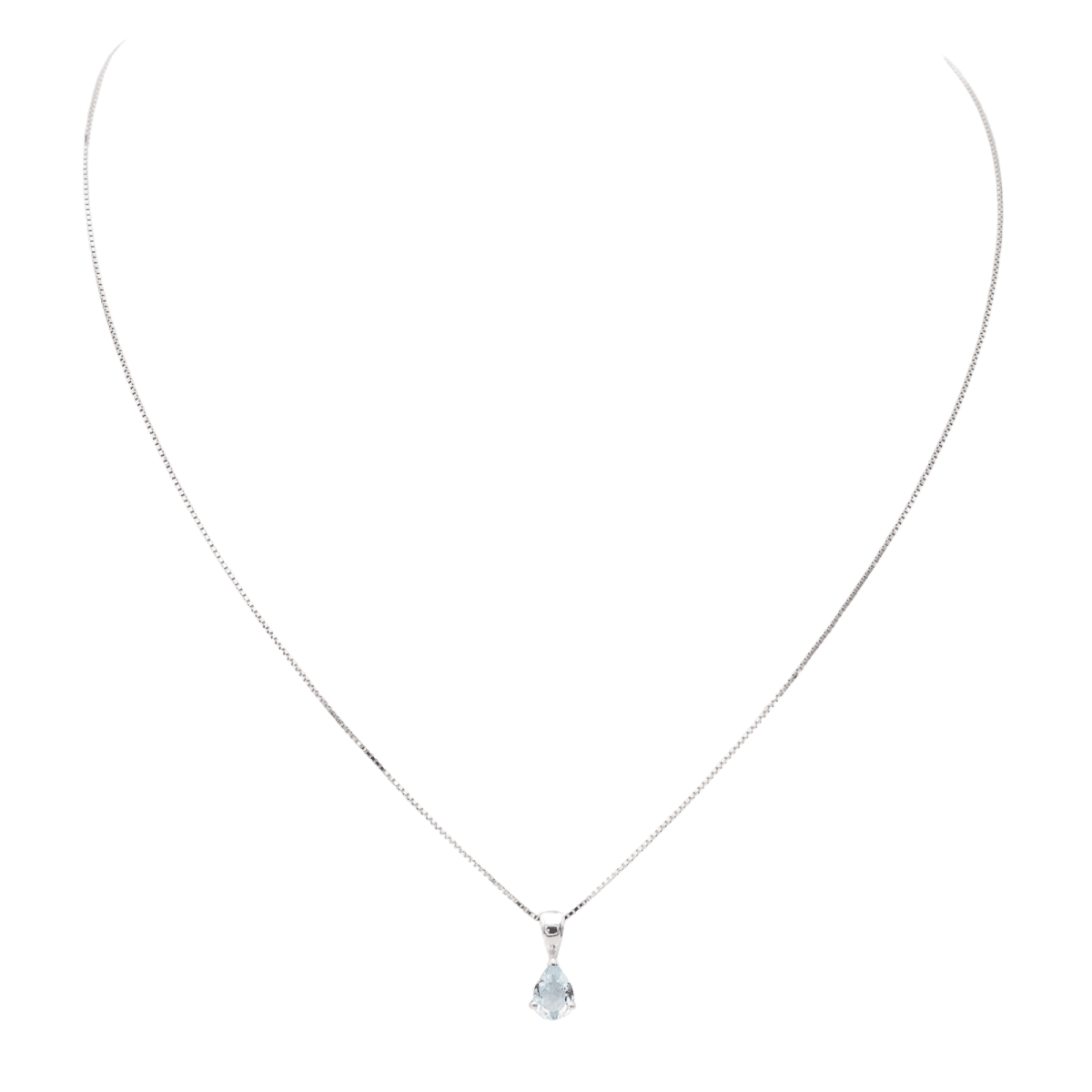 Collier Pendentif Or blanc Aigue Marine - Castafiore