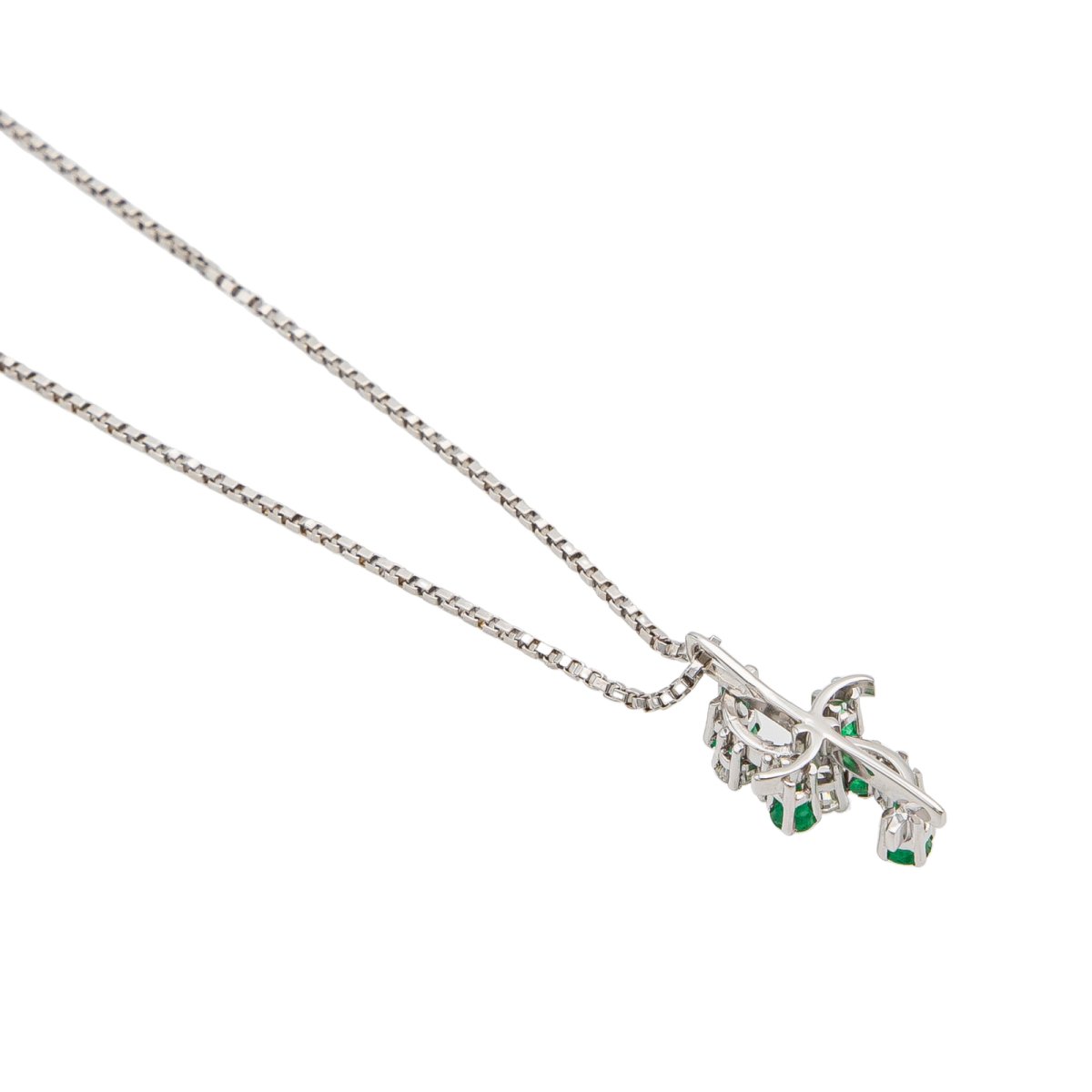 Collier Pendentif Or Blanc Emeraude - Castafiore