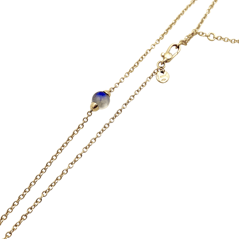 Collier Pendentif POMELLATO "M'ama non M'ama" en or rose, pierre de lune, argent et saphirs - Castafiore