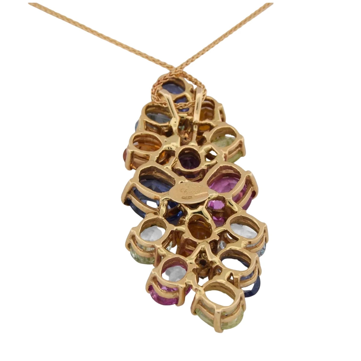 Collier Pendentif TREA en or jaune, aigue-marine, topaze, quartz citrine, tourmaline, aventurine et diamants - Castafiore