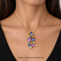 Collier Pendentif TREA en or jaune, aigue-marine, topaze, quartz citrine, tourmaline, aventurine et diamants - Castafiore
