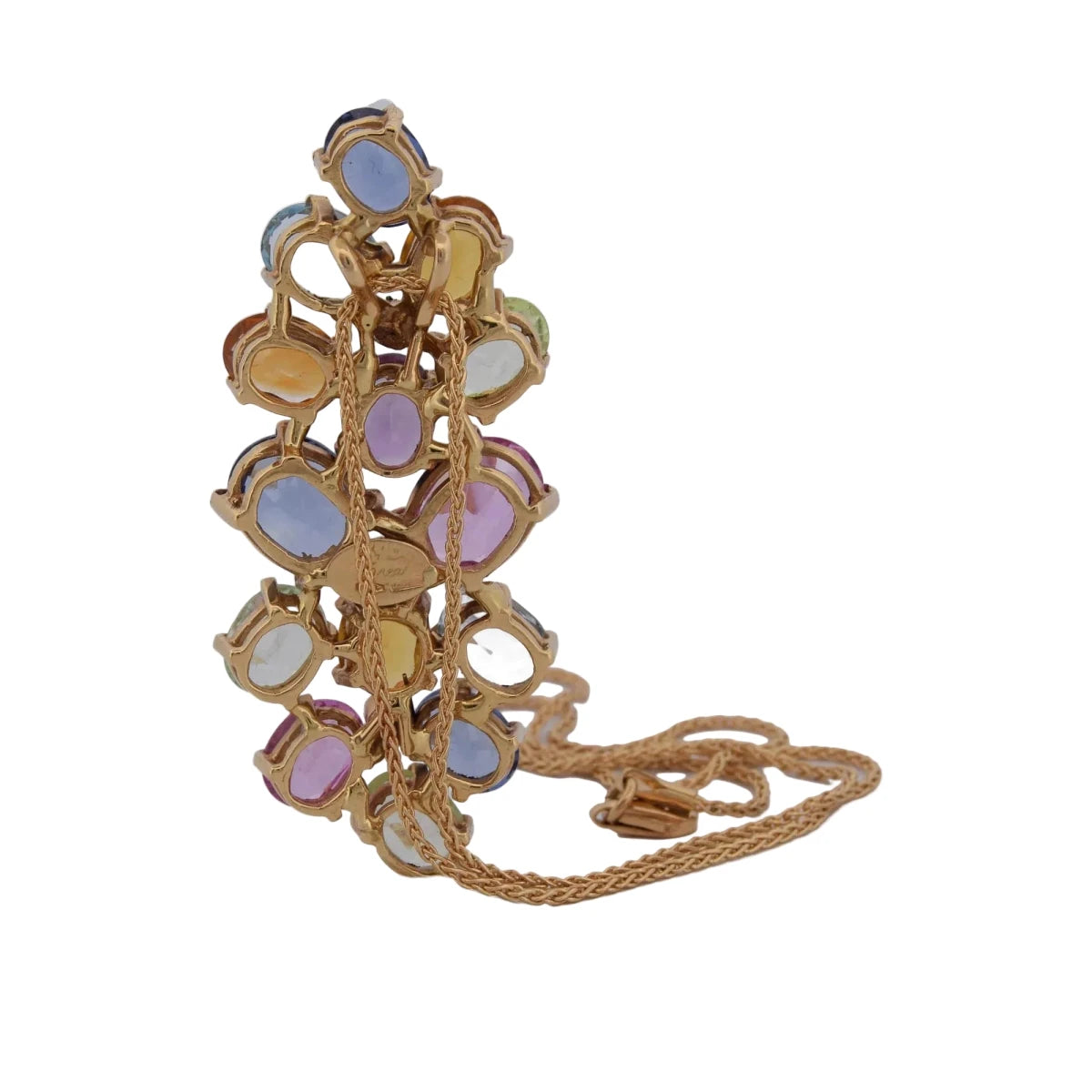 Collier Pendentif TREA en or jaune, aigue-marine, topaze, quartz citrine, tourmaline, aventurine et diamants - Castafiore