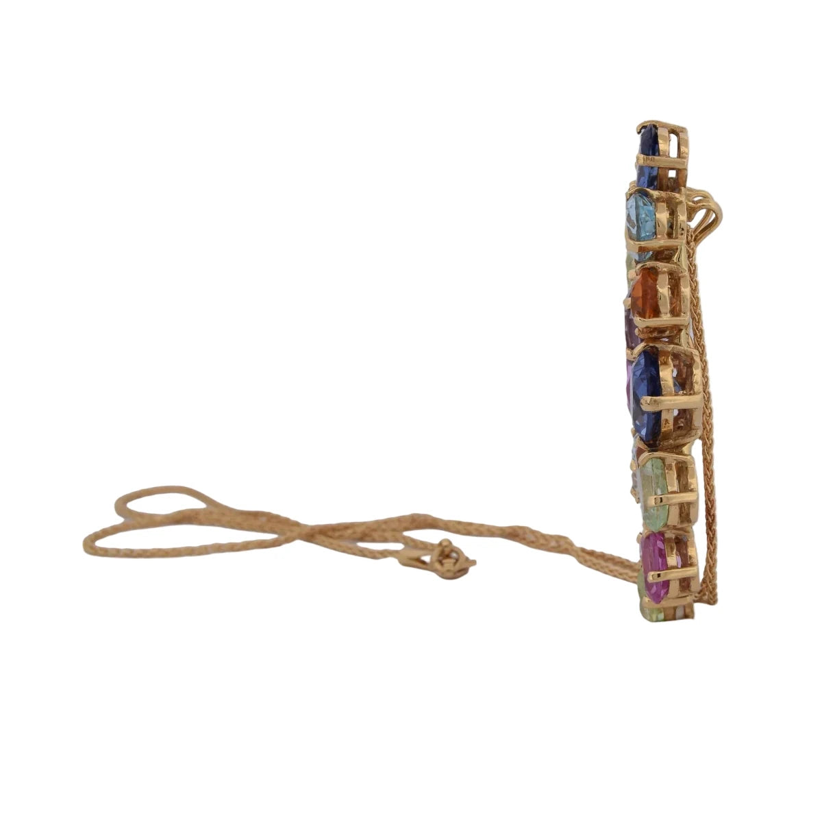Collier Pendentif TREA en or jaune, aigue-marine, topaze, quartz citrine, tourmaline, aventurine et diamants - Castafiore
