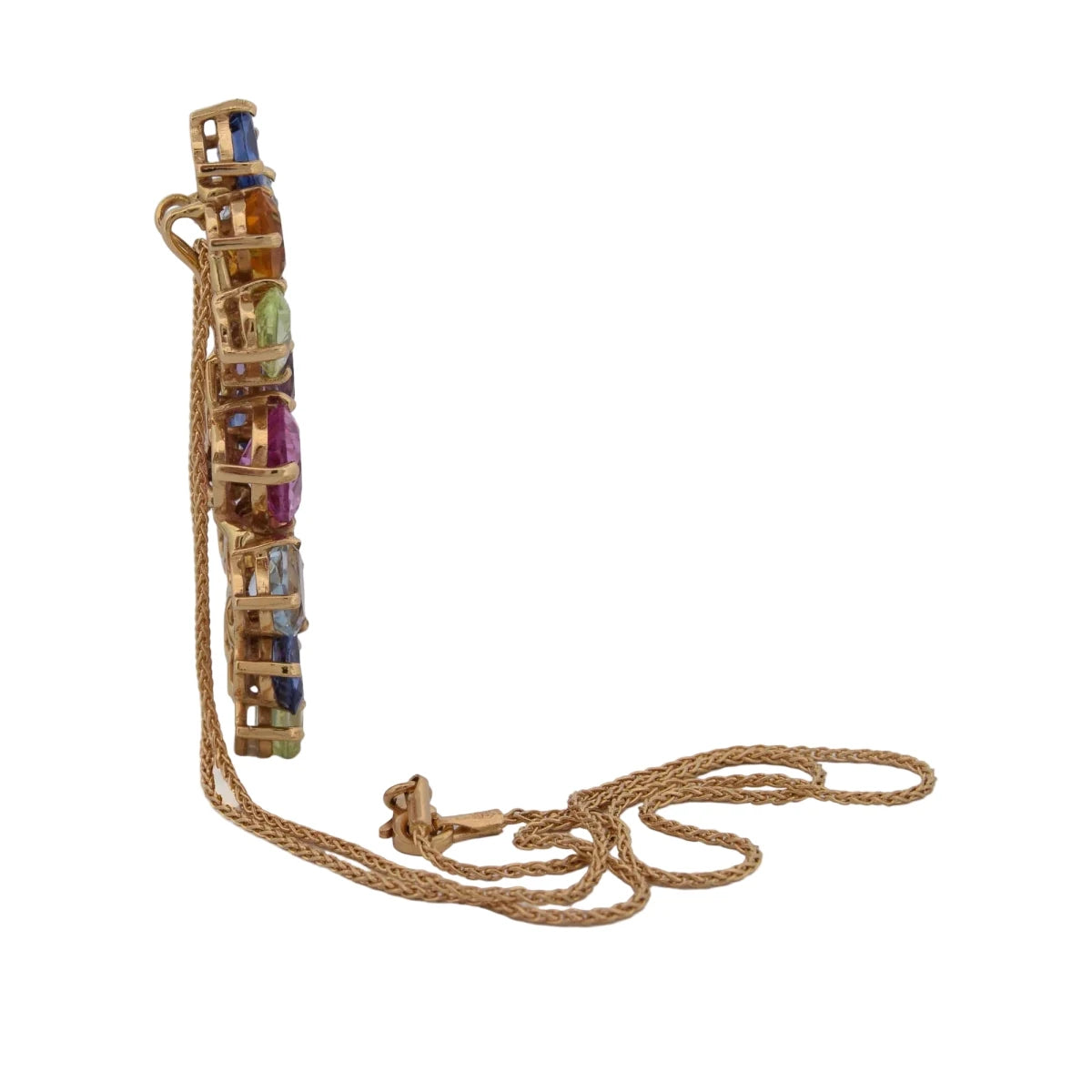 Collier Pendentif TREA en or jaune, aigue-marine, topaze, quartz citrine, tourmaline, aventurine et diamants - Castafiore
