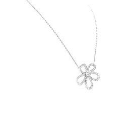 Collier Pendentif VAN CLEEF & APRLES "Flowerlace" en or blanc et diamants - Castafiore