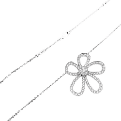 Collier Pendentif VAN CLEEF & APRLES "Flowerlace" en or blanc et diamants - Castafiore